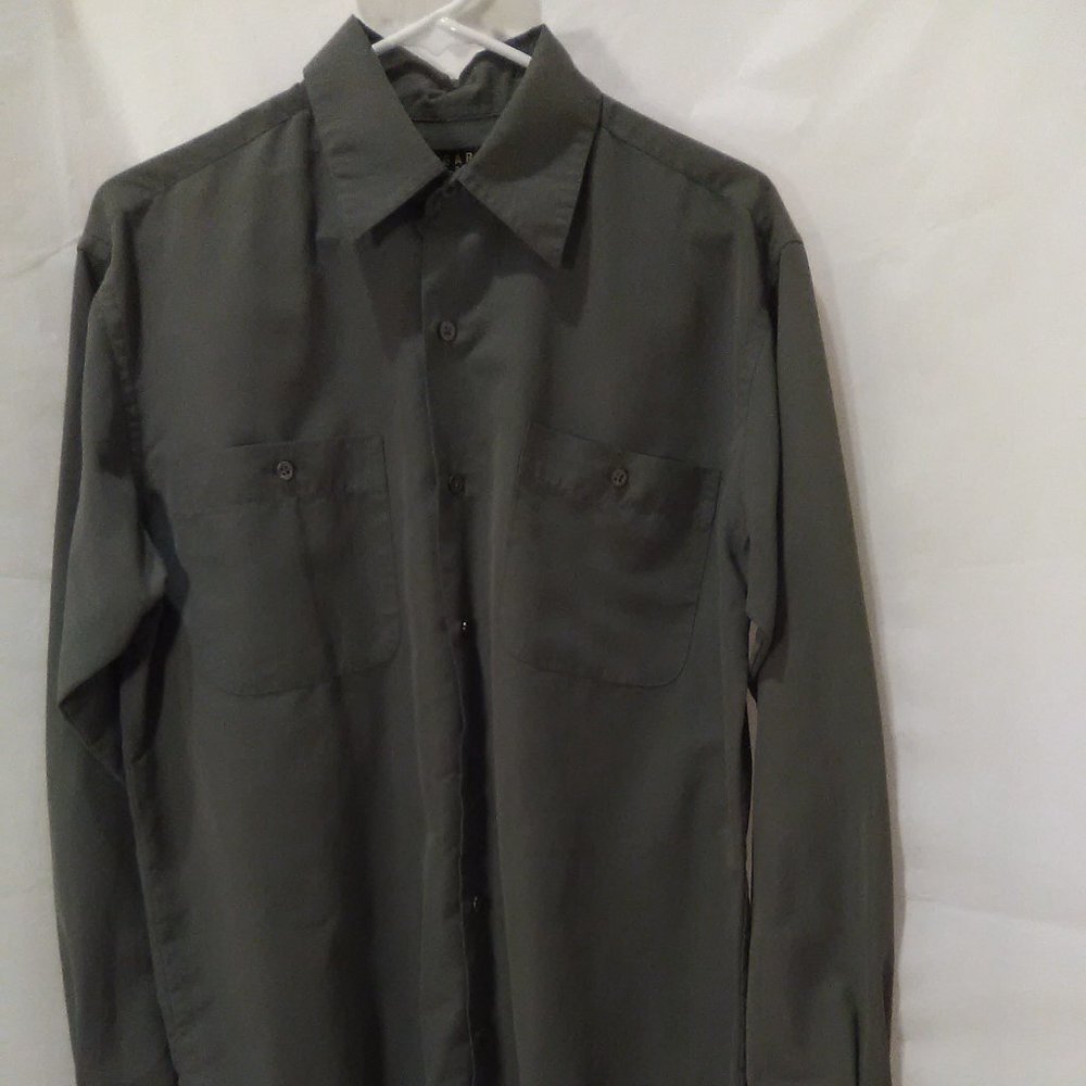 Bogari Studio Men's Button down Long Sleeve Shirt Color Olive Size Small